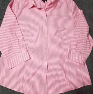 Talbots striped pink and white blouse